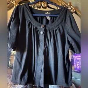 Women's  plus Black Button-Front Top cape